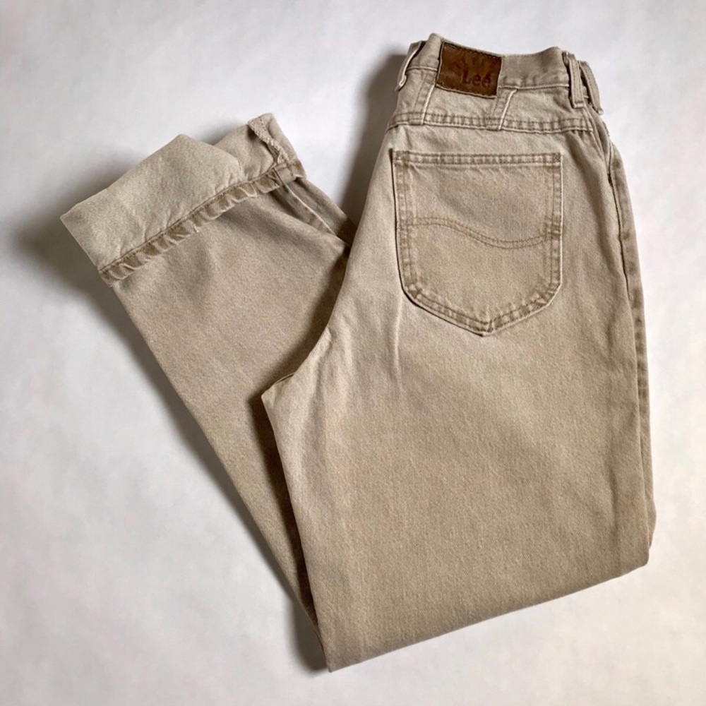 Vintage Lee Riveted Cream High-Waisted Mom Jeans